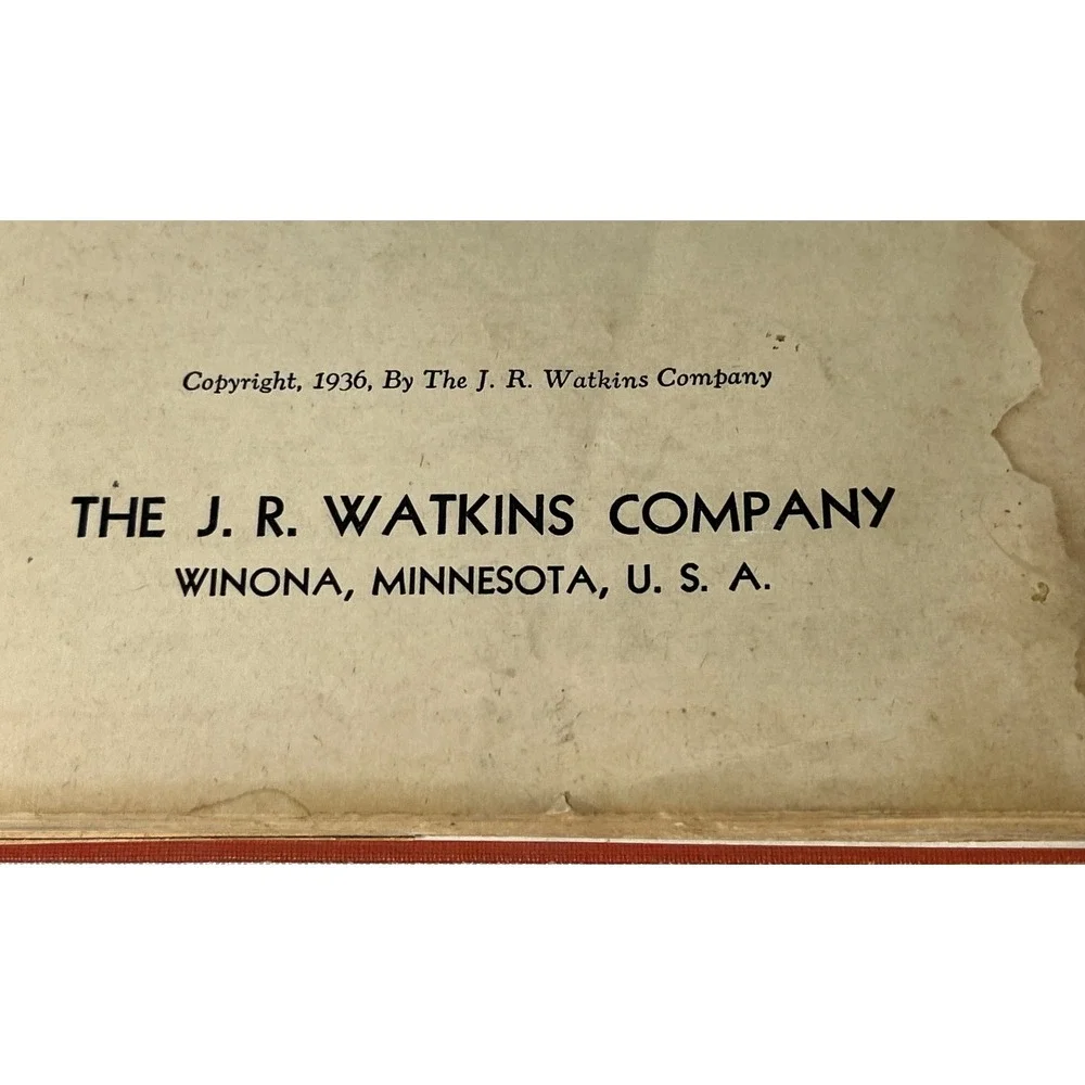 Vintage 1936 Watkins Cook Book Spiral Bound JR Watkins Co Winona MN Advertising